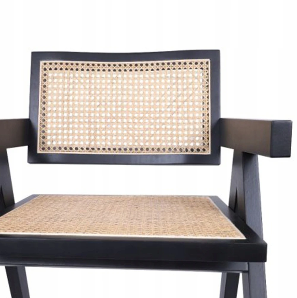 Avida Design Stella Juodas Rattan medinė kėdė Natūrali svetainė Valgomasis Vintage