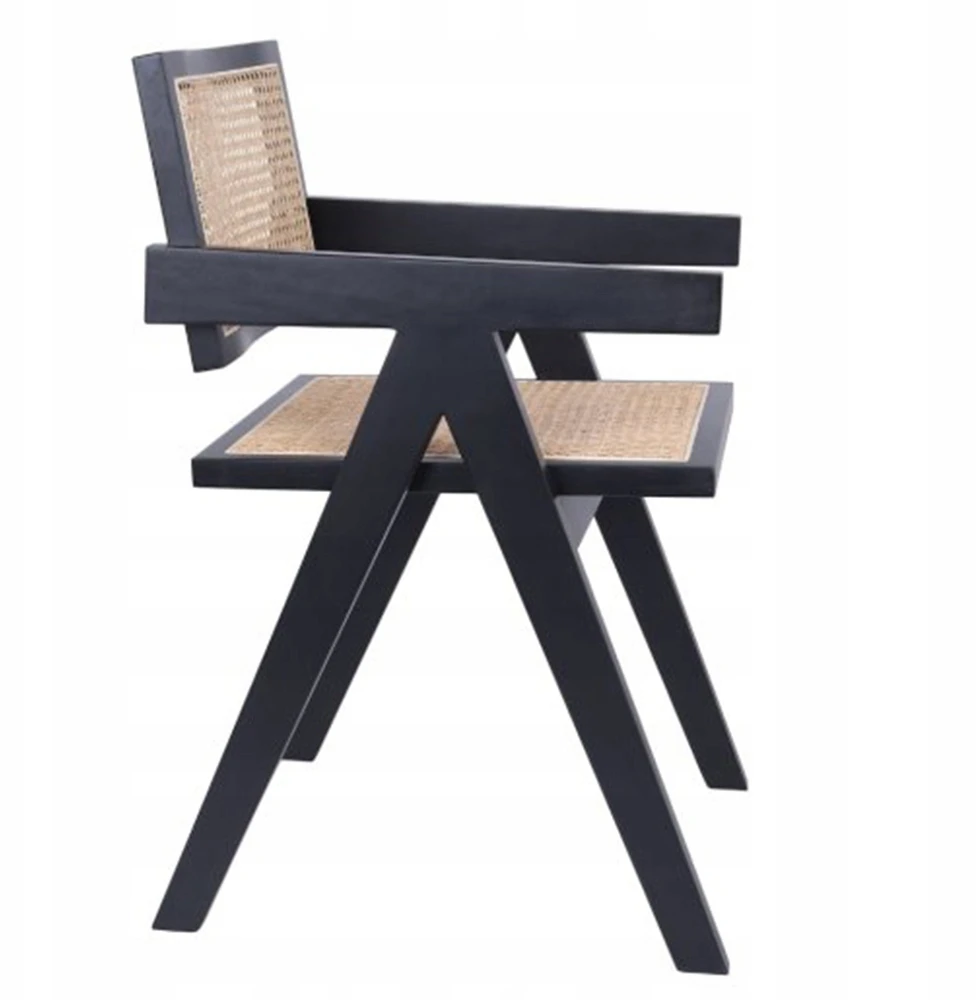 Avida Design Stella Juodas Rattan medinė kėdė Natūrali svetainė Valgomasis Vintage