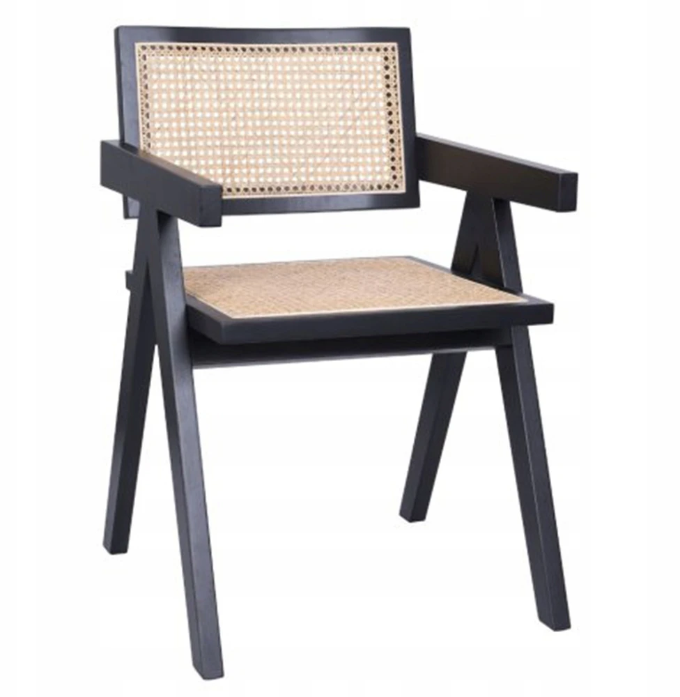 Avida Design Stella Juodas Rattan medinė kėdė Natūrali svetainė Valgomasis Vintage