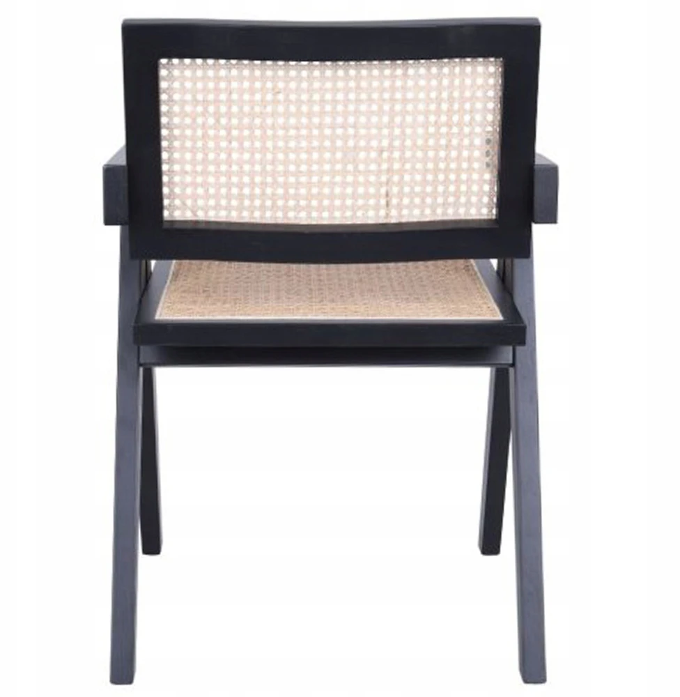 Avida Design Stella Juodas Rattan medinė kėdė Natūrali svetainė Valgomasis Vintage