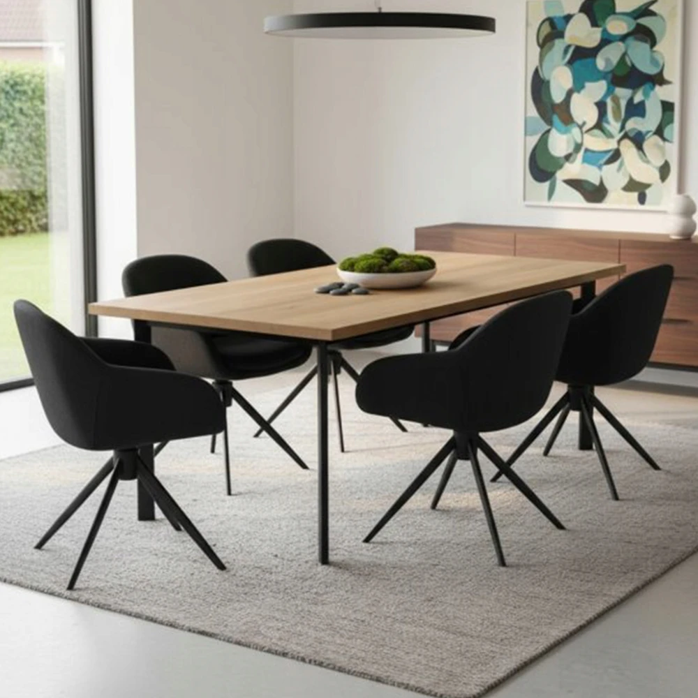 Avida Design Sukamoji kėdė, skirta Home Office Living Room valgomajam, apmušta Greta Grafit