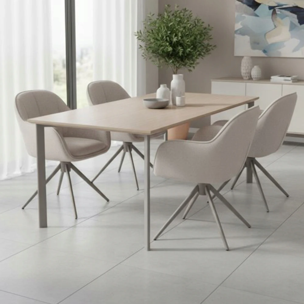 Avida Design Tessa rusvai gelsvas minkšta pasukama kėdė, skirta Home Office svetainės valgomajam