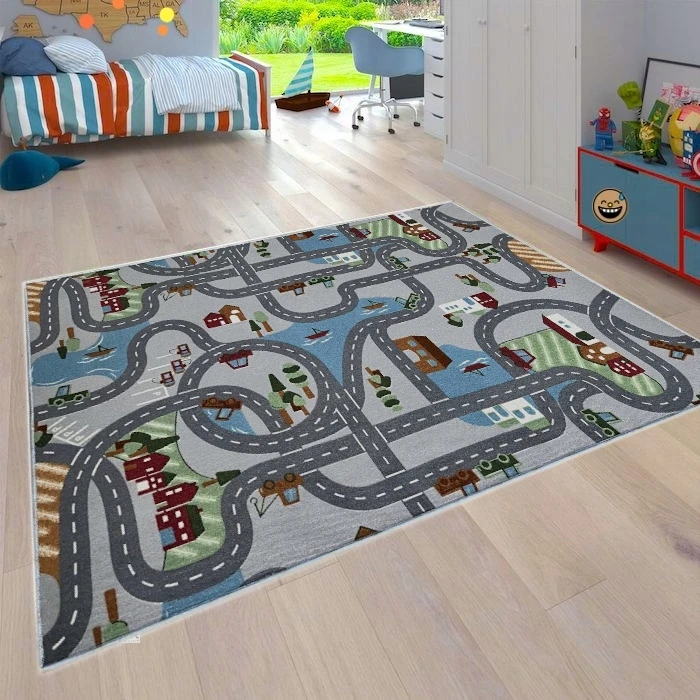 AW DYWAN ULICE MIASTO Auta Cars 150x200 Scanroad pilka-mėlyna