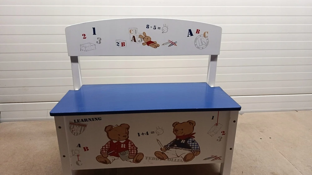 ŁAWKA DZIECIĘCA ROBA TEDDY ZE SKRZYNIĄ NA ZABAWKI MOTYW MISIA BALTA