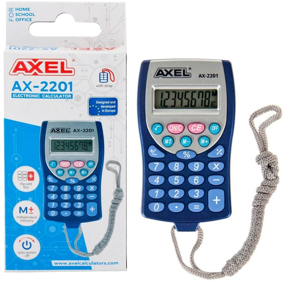 Axel Ax-2201 biuro skaičiuoklis, kompaktiškas, su dirželiu