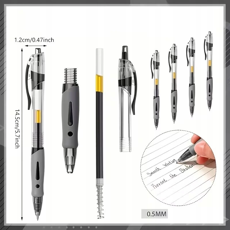 Azaris GEL PEN juodas automatinis 0,5mm 6vnt rašiklių rinkinys
