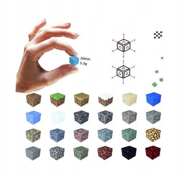 Azaris Magnetinių kaladėlių rinkinys 50 vnt pikselių kubeliai 3D konstruktorius vaikams
