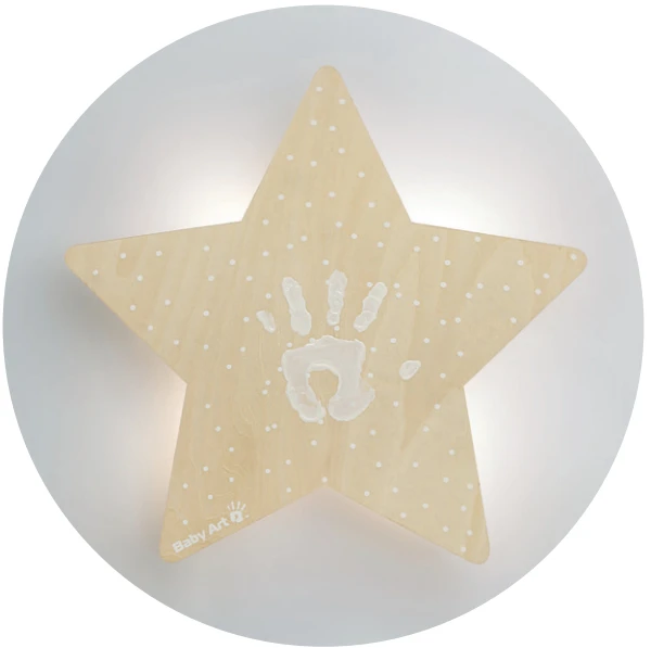 BABY ART medinė sieninė lempa su atspaudu STAR