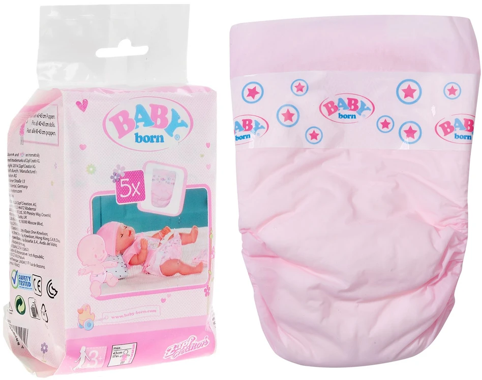 Zapf Lėlės Baby Born sauskelnių komplektas, 5 vnt.