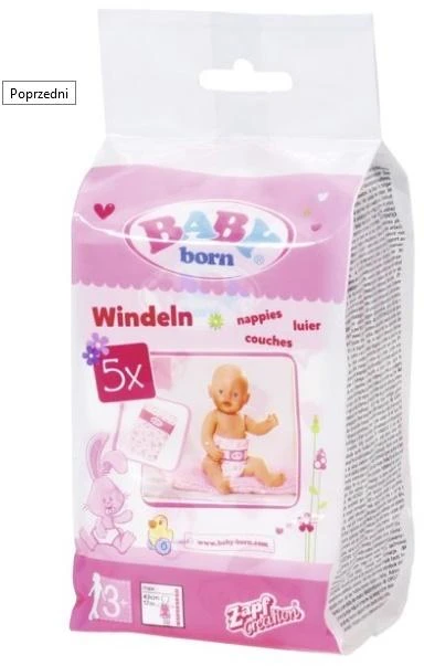 Zapf Lėlės Baby Born sauskelnių komplektas, 5 vnt.