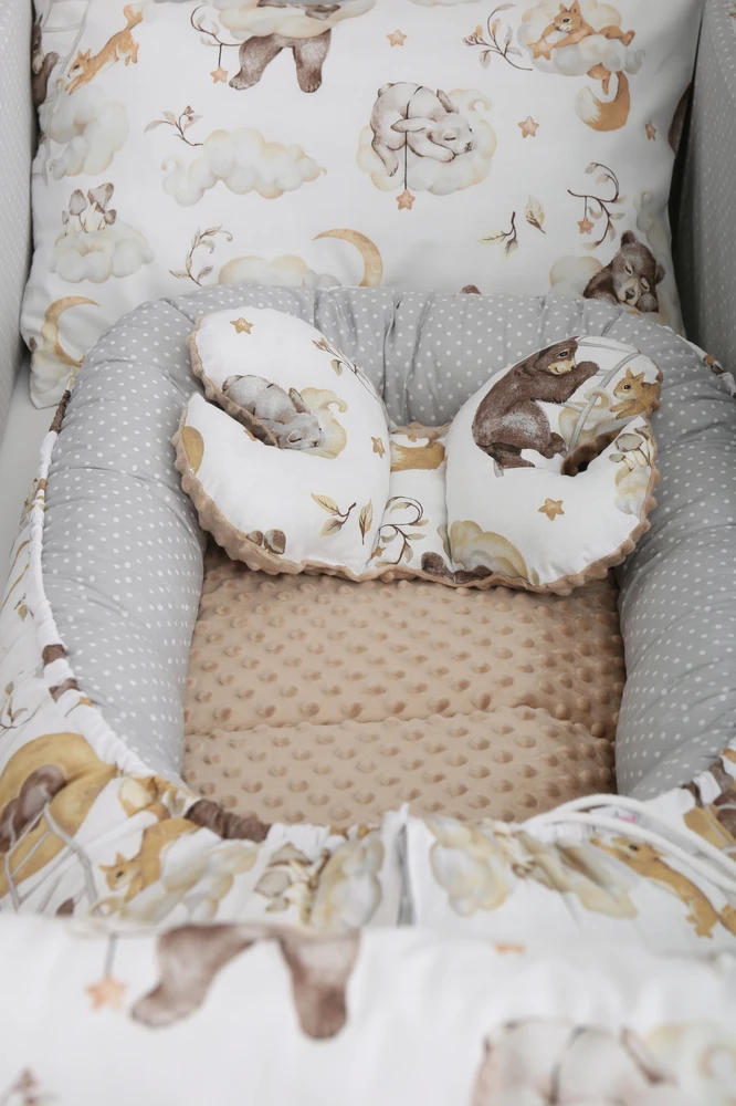 BABY COCOON NEST MINKY PIECE XXL BABYMAM RINKINYS, 7 ELEMENTAI.