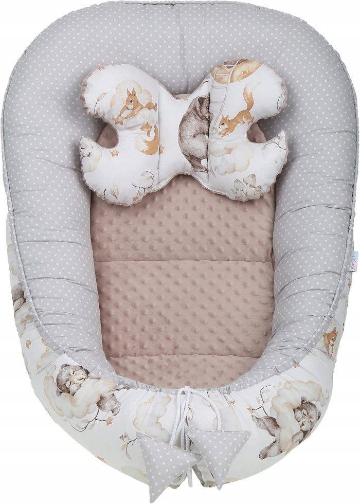 BABY COCOON NEST MINKY PIECE XXL BABYMAM RINKINYS, 7 ELEMENTAI.