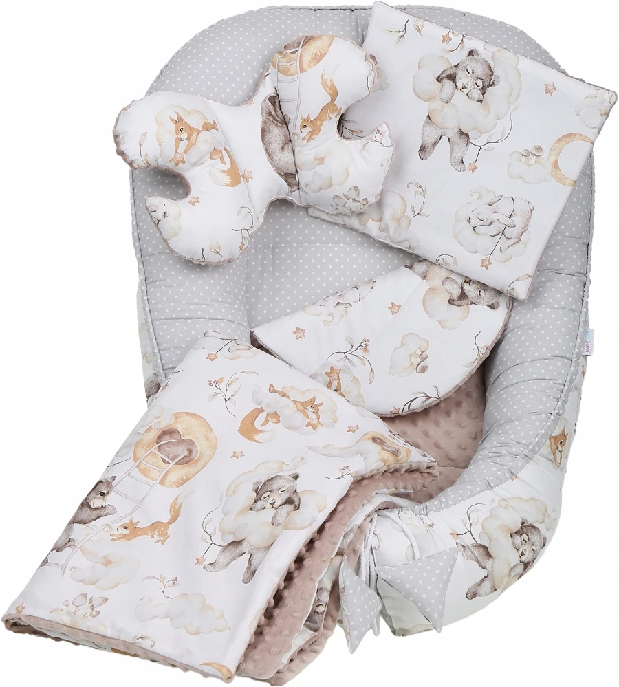 BABY COCOON NEST MINKY PIECE XXL BABYMAM RINKINYS, 7 ELEMENTAI.