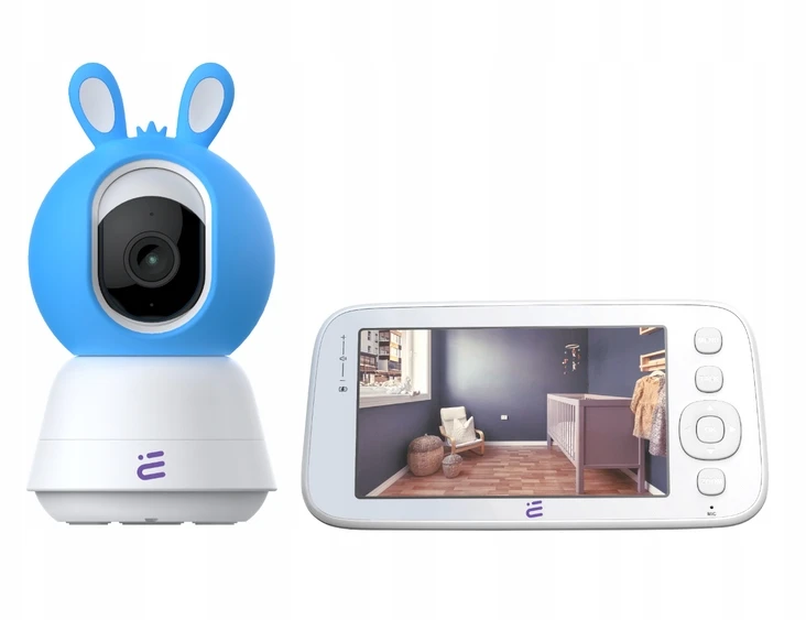 Mėlyna Smart Baby Monitorius Camera WiFi Rotating FHD Lullaby Alarm Baby Guard + Monitorius Mėlyna Encore View