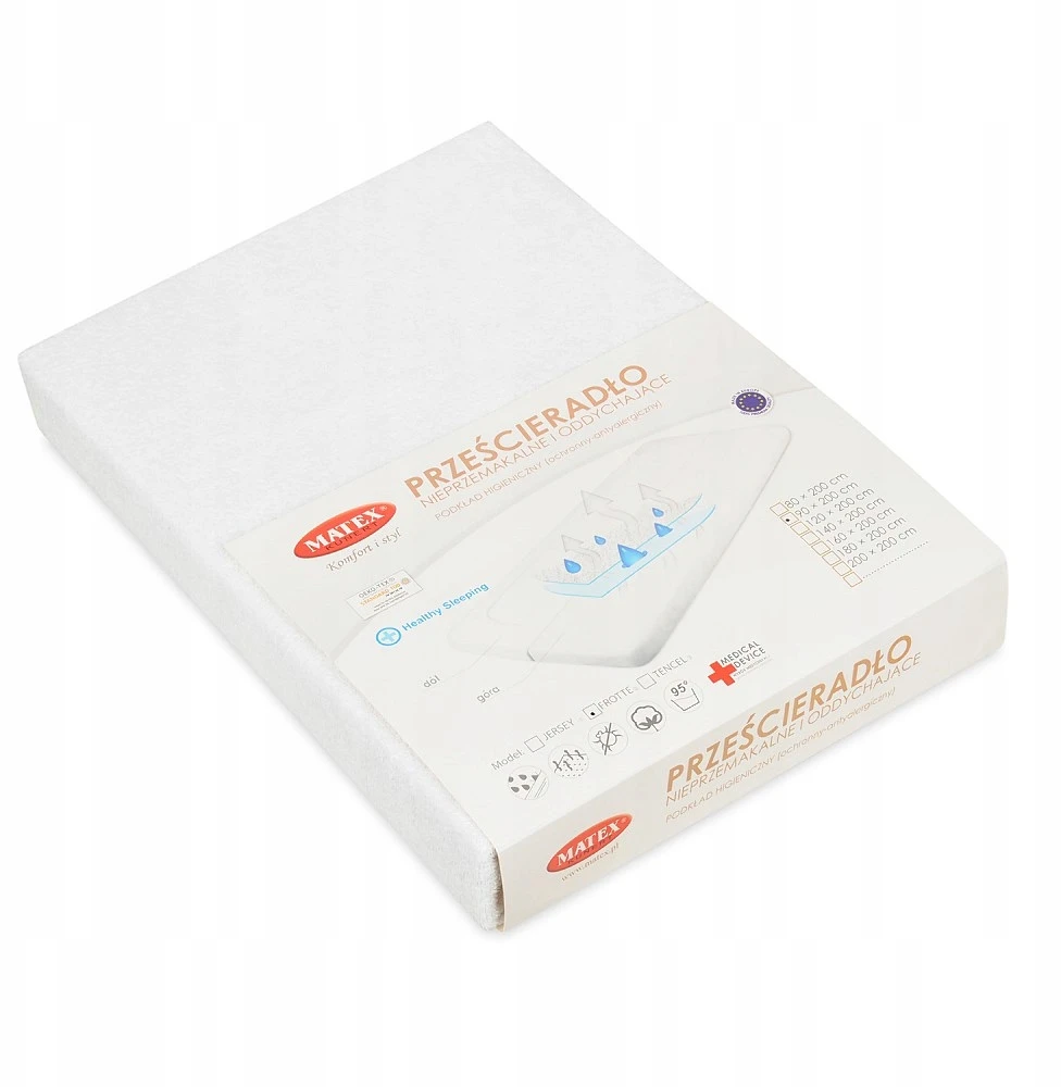 Baby Matex MATEX Neperšlampama paklodė TERRY su elastine juostele 60x120 [TB0023_01] balta