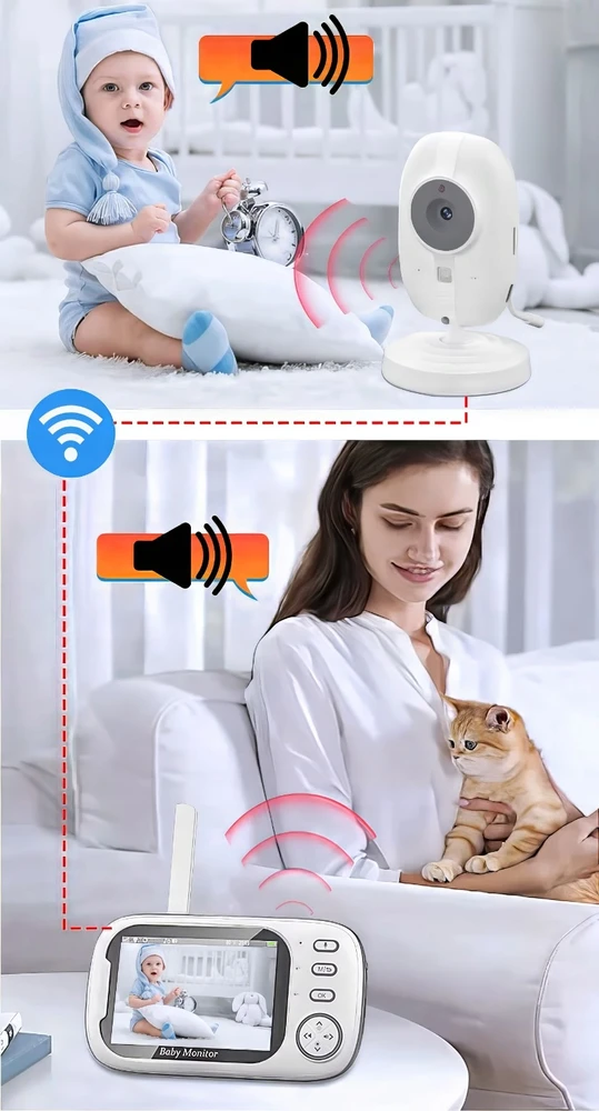 Baby Monitor ELECTRONIC NANNY CAMERA HD NAKTINIS REŽIMAS LIVE WIFI BELAIDAS LCD