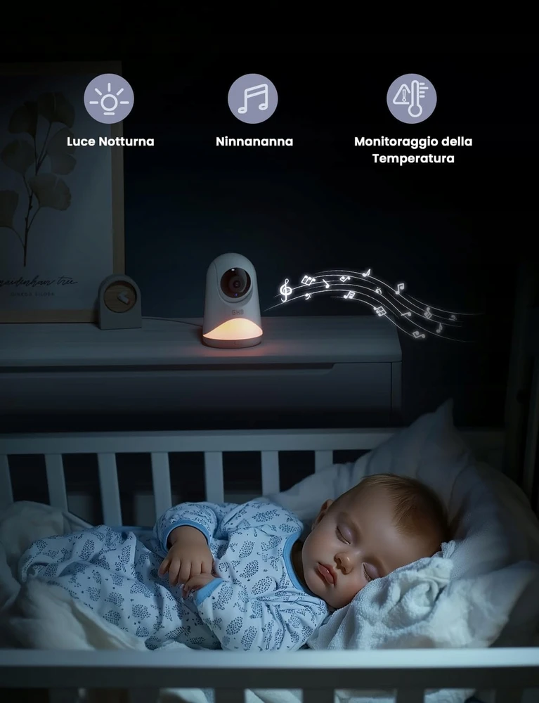 Baby Monitor GBH elektroninis auklės vaizdo įrašas 5 colių HD 720p PTZ kamera naktinio matymo VOX LIVE
