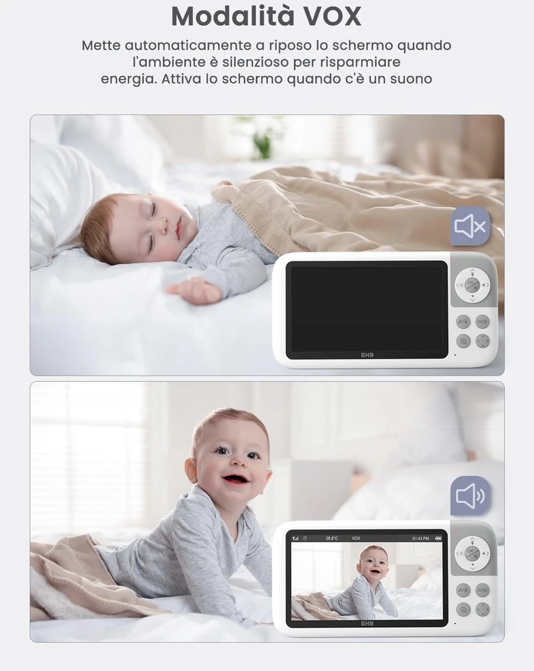 Baby Monitor GBH elektroninis auklės vaizdo įrašas 5 colių HD 720p PTZ kamera naktinio matymo VOX LIVE