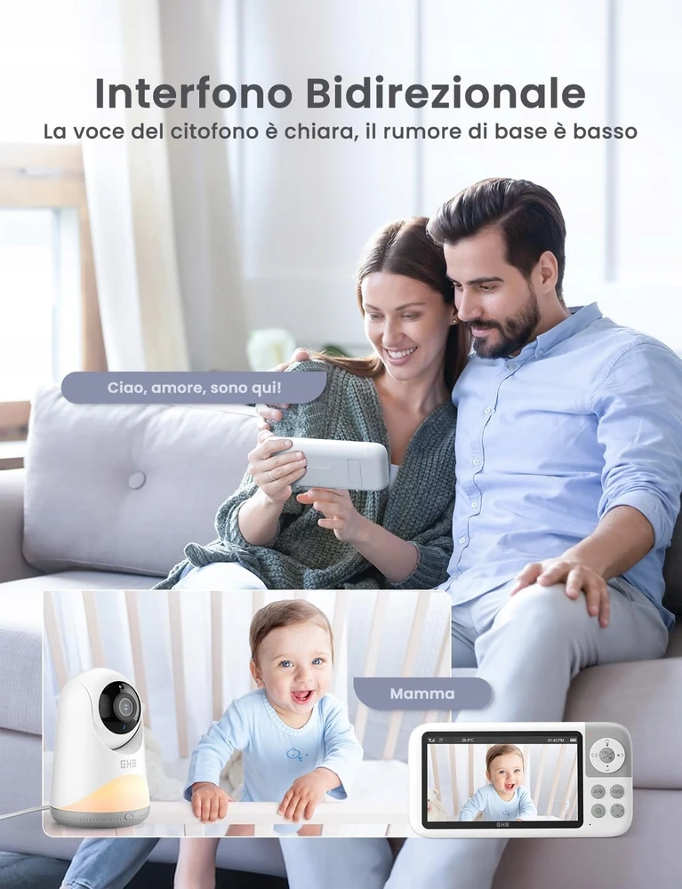 Baby Monitor GBH elektroninis auklės vaizdo įrašas 5 colių HD 720p PTZ kamera naktinio matymo VOX LIVE
