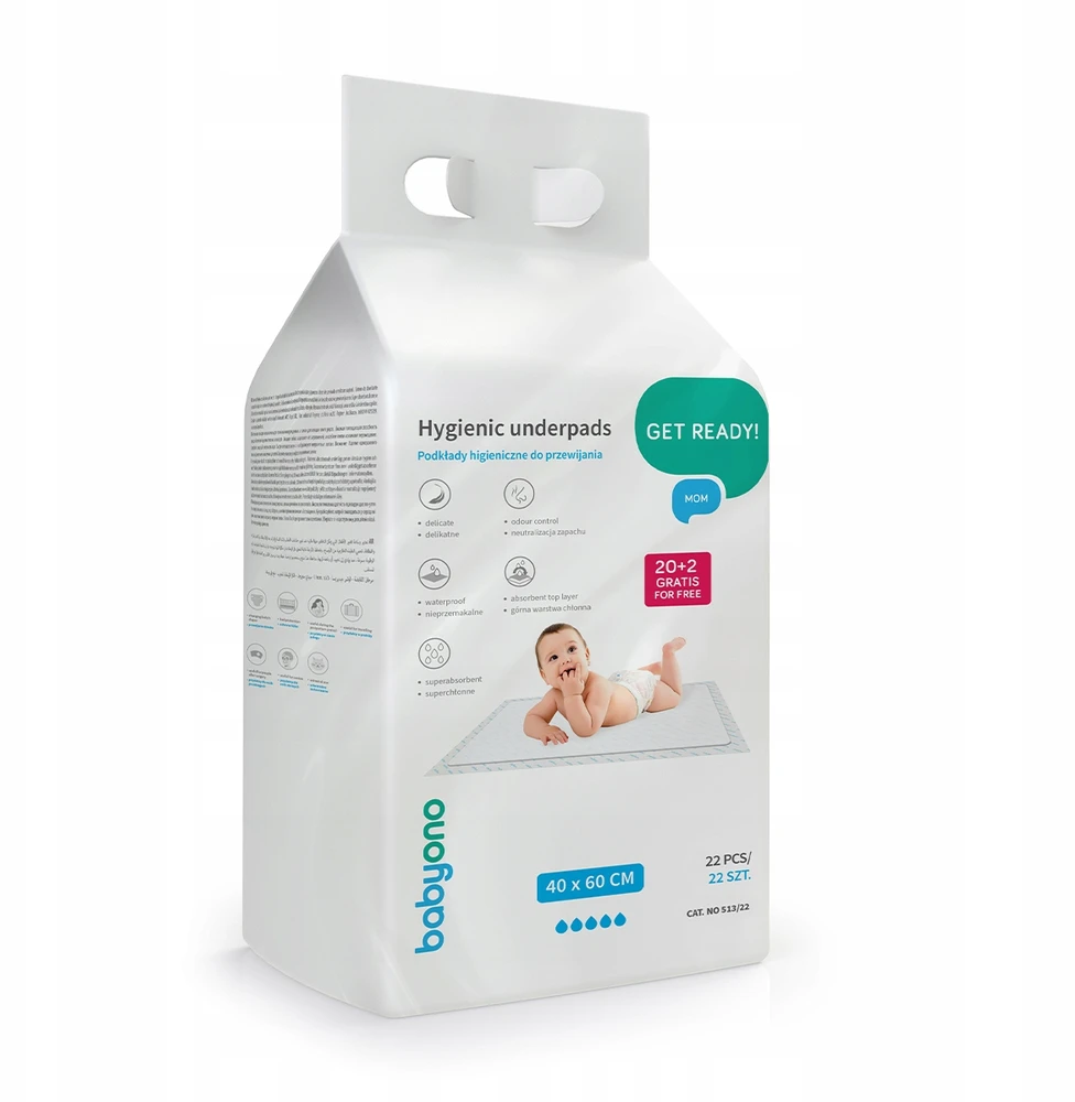 Baby Ono Babyono kūdikio pervystymo paklotai 22 vnt 40x60 513/22