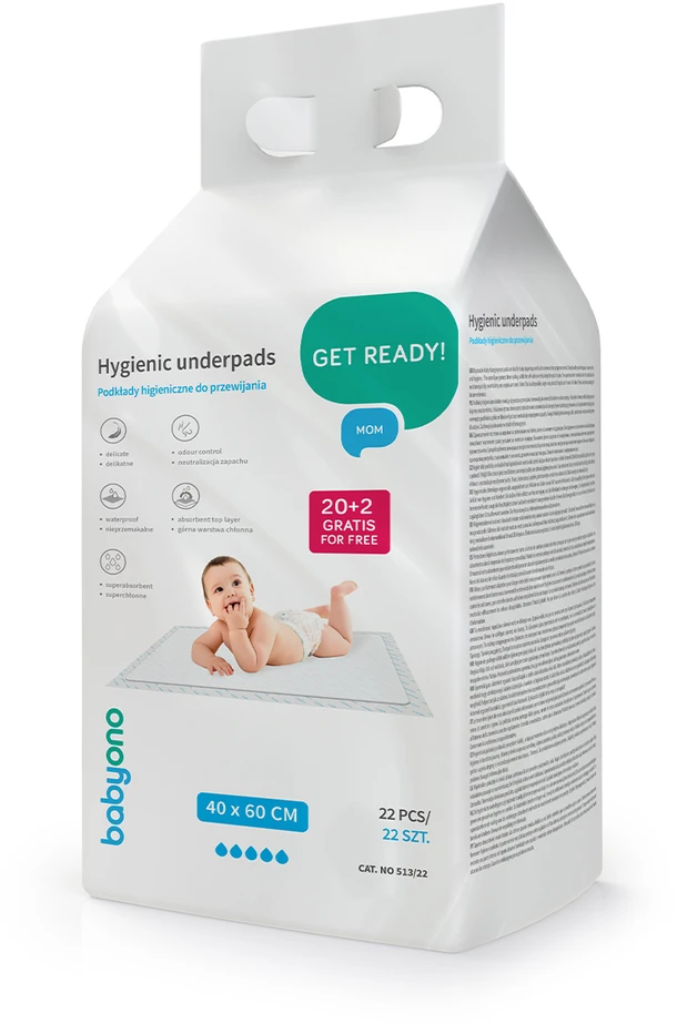 Baby Ono Babyono kūdikio pervystymo paklotai 22 vnt 40x60 513/22
