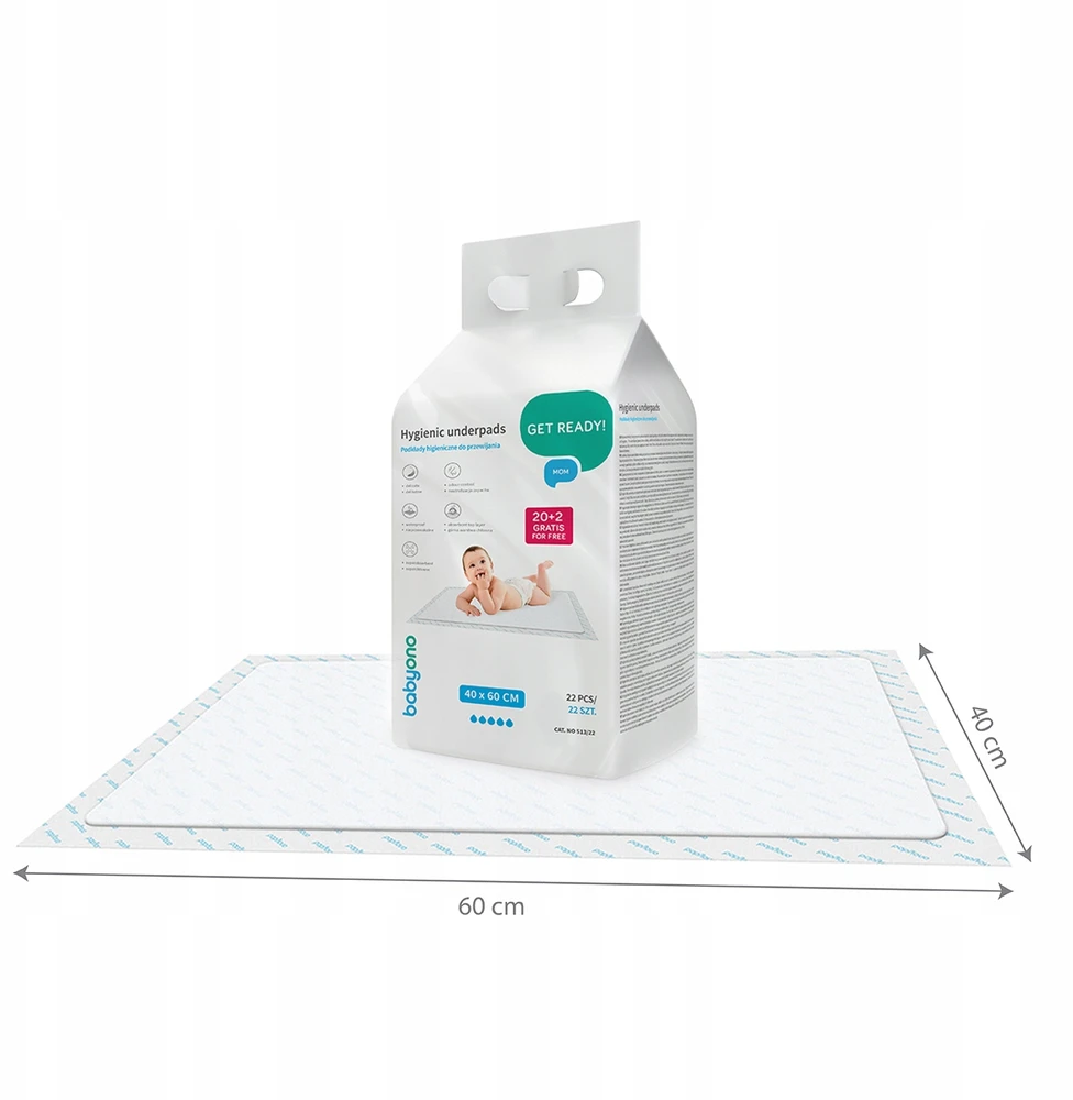 Baby Ono Babyono kūdikio pervystymo paklotai 22 vnt 40x60 513/22
