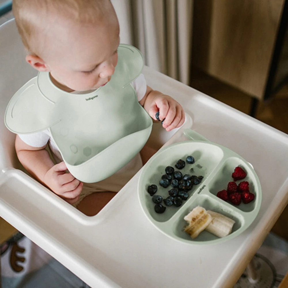 Baby Ono Dubuo ir lėkštė Silikoninių indų rinkinys su siurbtuku Babyono, mėtų