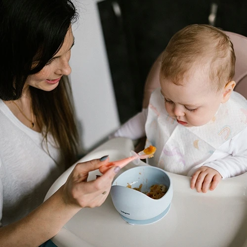 Baby Ono Dubuo ir lėkštė Silikoninių indų rinkinys su siurbtuku Mėlyna