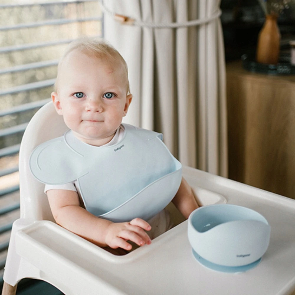 Baby Ono SILIKONINIS VAIKŲ MAITINIMO RINKINYS 6M+ DUBENIS LĖŠTĖS ŠELKLINIS MĖLYNAS