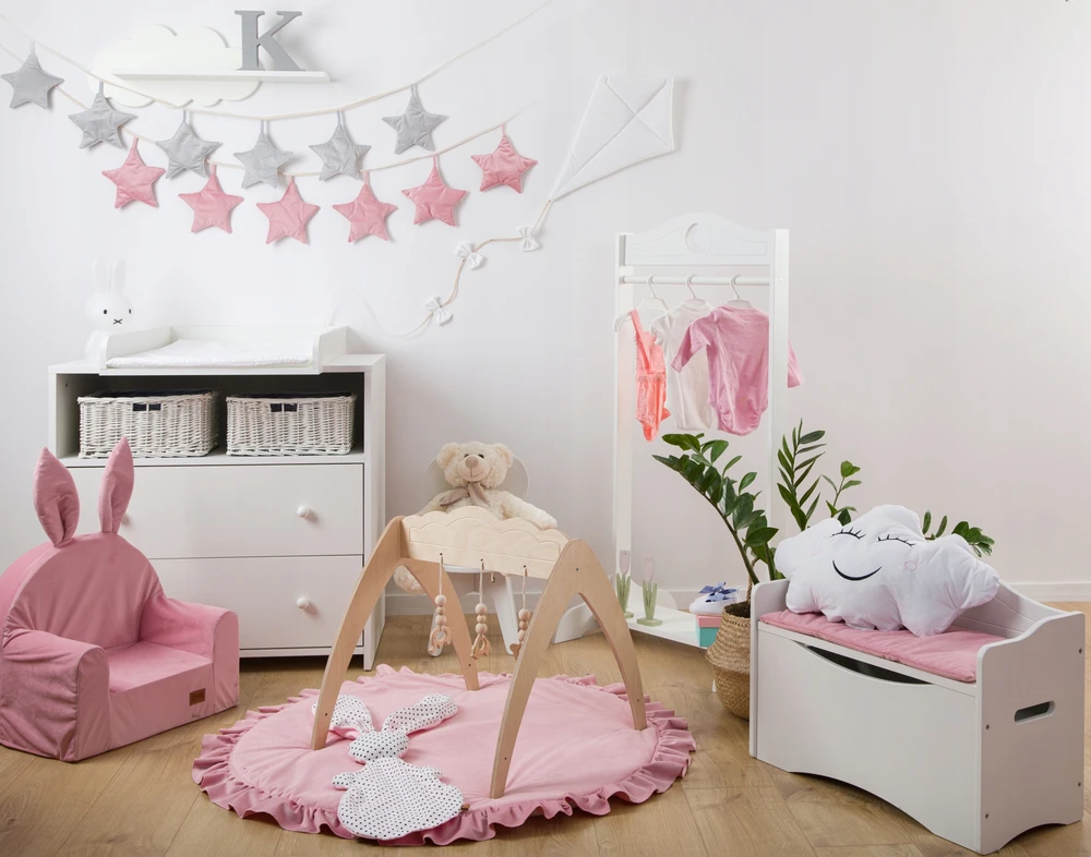 Baby Raj Vaikiška kėdutė su žaislų dėže - pilka širdelė