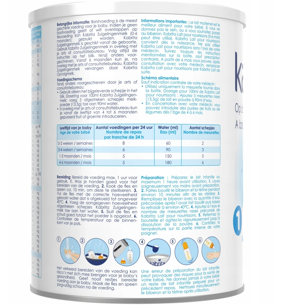 BabyBio Kabrita 1, Mleko Początkowe na bazie mleka koziego, 0 – 6 mėn., 800g