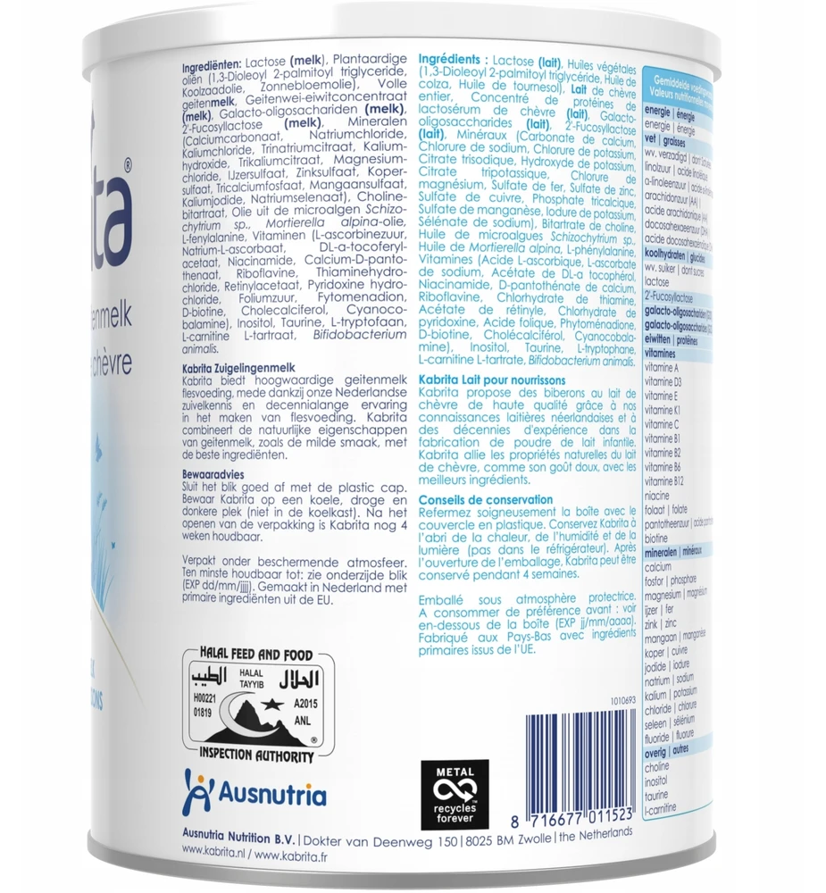 BabyBio Kabrita 1, Mleko Początkowe na bazie mleka koziego, 0 – 6 mėn., 800g