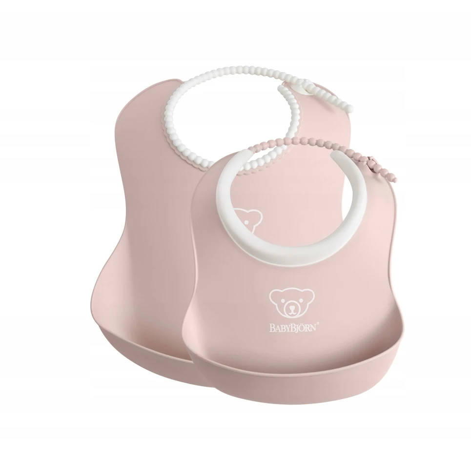 BABYBJORN - mažas/didelis seilinukų rinkinys - Powder Rožinė