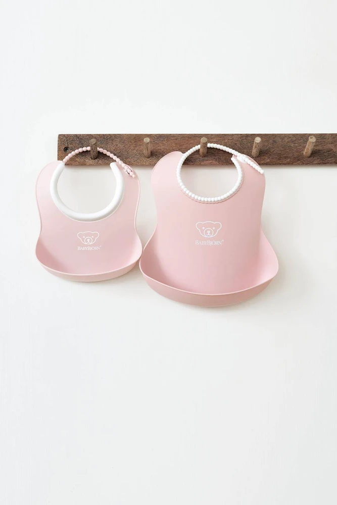 BABYBJORN - mažas/didelis seilinukų rinkinys - Powder Rožinė
