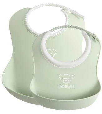 BABYBJORN mažų/didelių Powder Žalias seilinukų rinkinys