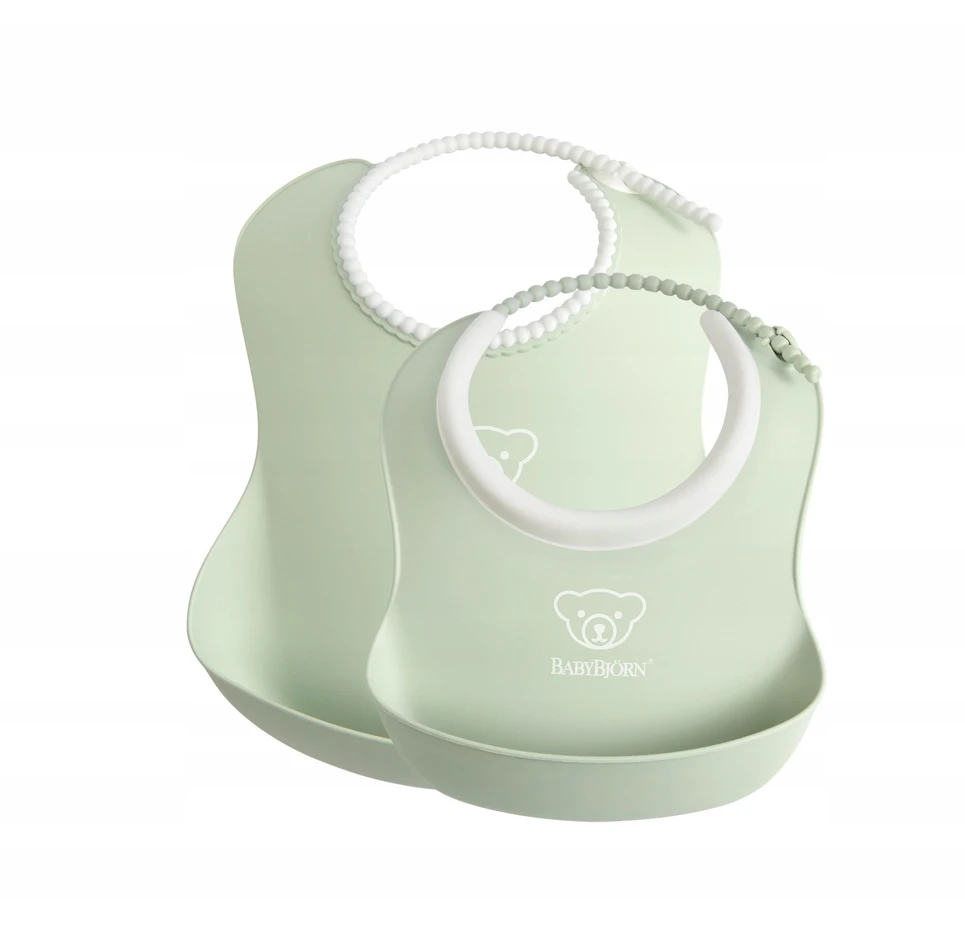 BABYBJORN mažų/didelių Powder Žalias seilinukų rinkinys