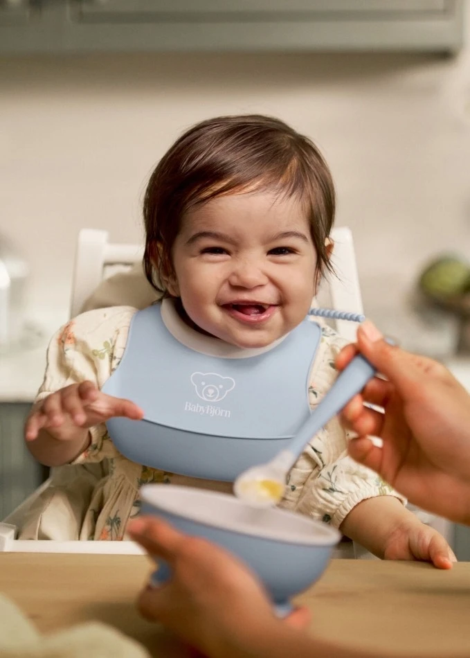 BABYBJORN - Powder Mėlyna 3 dalių maitinimo rinkinys