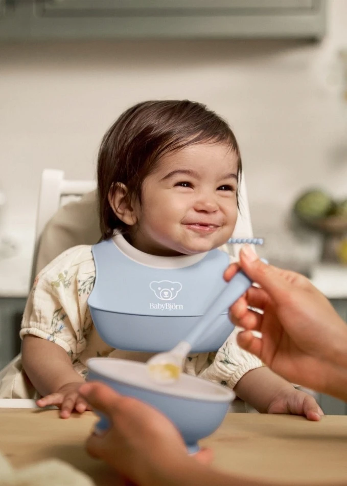 BABYBJORN - Powder Mėlyna 3 dalių maitinimo rinkinys