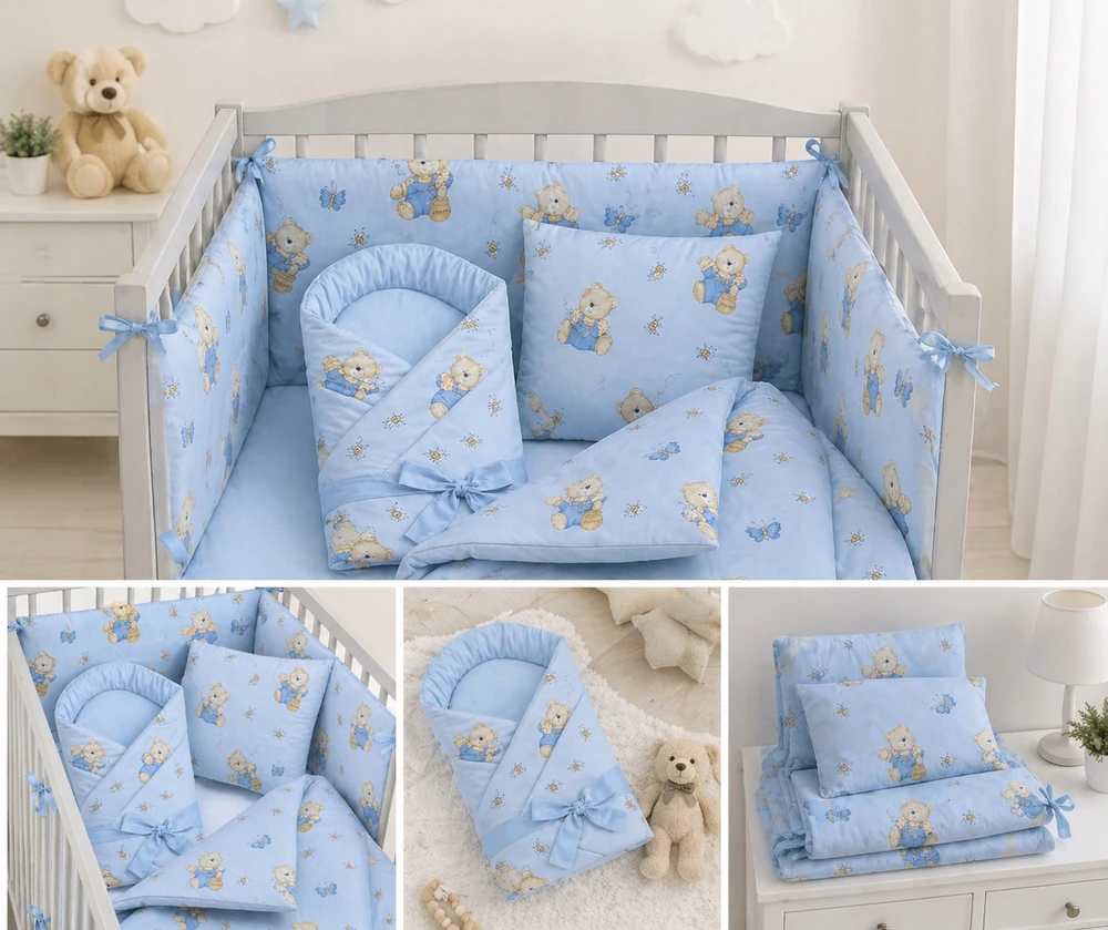 BabyBoom 5 vnt. VAIKŲ PATALĖS KŪDIKIS SU LOVO APSAUGA + MŪŽIS
