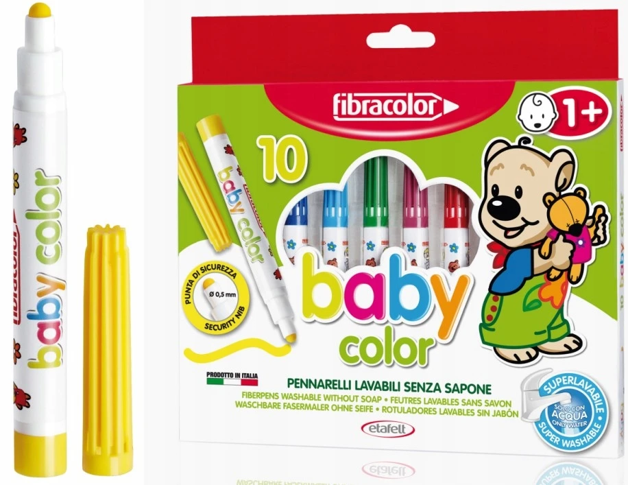 Babycolor markeriai nuo 1 metų 10 spalvų Fibracolor
