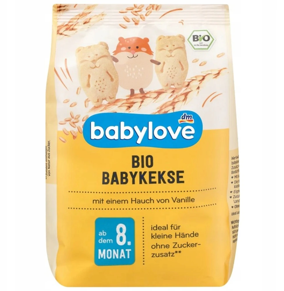 BABYLOVE BIO VANILINIAI SAUSINIAI SLAUKAI VAIKAMS UŽKANDŽIAI BE CUKRAUS 8m