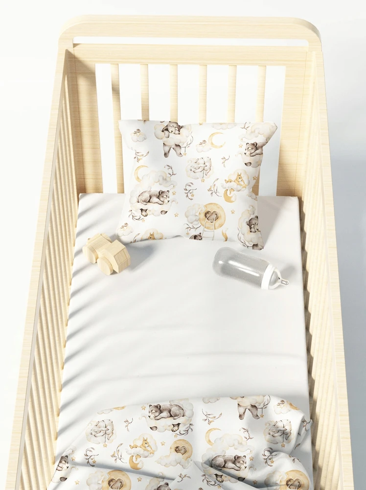 Babymam 100% medvilnės paklodė su guma 140x70 cm kūdikio lovytei