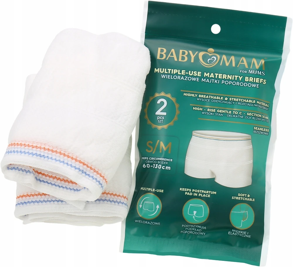 BABYMAM DAUGkartinio naudojimo KELNĖS PO GIMdymo S/M 2 vnt., Tinklelio