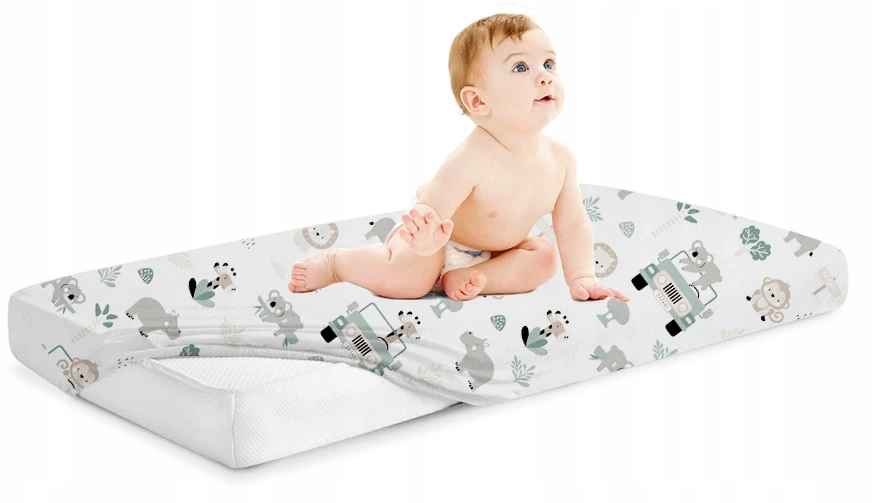Babymam Paklodė su guma lopšiui 90x40 cm, 100% medvilnė