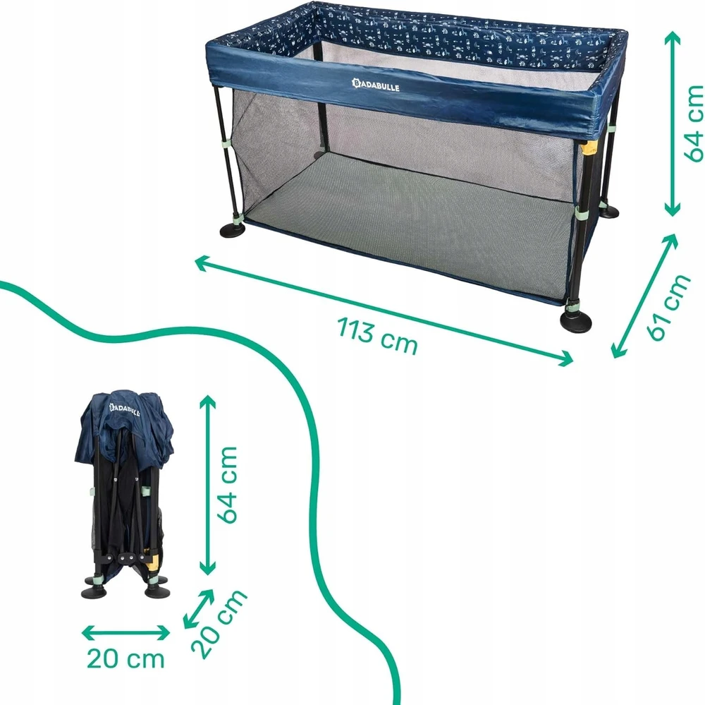Babymoov Badabulle Lit Parapluie Easy Clip - Lengvai sulankstomas ir išskleidžiamas - Lengvas ir kompaktiškas lova su nešiojamu krepšiu - Čiužinys įtrauktas