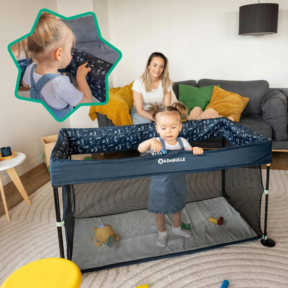 Babymoov Badabulle Lit Parapluie Easy Clip - Lengvai sulankstomas ir išskleidžiamas - Lengvas ir kompaktiškas lova su nešiojamu krepšiu - Čiužinys įtrauktas
