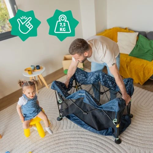 Babymoov Badabulle Lit Parapluie Easy Clip - Lengvai sulankstomas ir išskleidžiamas - Lengvas ir kompaktiškas lova su nešiojamu krepšiu - Čiužinys įtrauktas