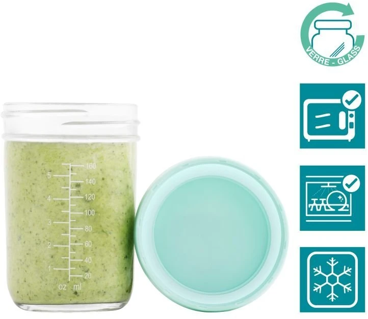 Babymoov - stiklinių Babybols rinkinys - 4 x 120 ml + 4 x 240 ml + receptų knyga