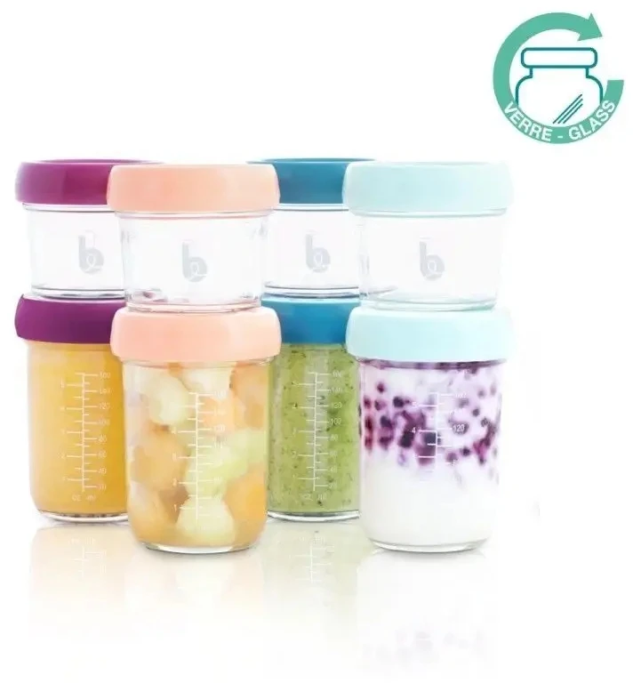Babymoov - stiklinių Babybols rinkinys - 4 x 120 ml + 4 x 240 ml + receptų knyga