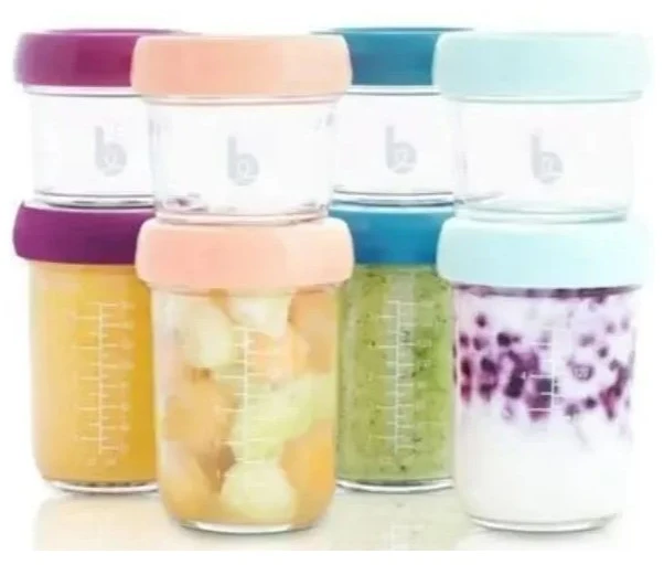 Babymoov - stiklinių Babybols rinkinys - 4 x 120 ml + 4 x 240 ml + receptų knyga